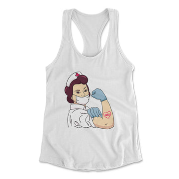 Strong Nurse Womens Racerback Tank in White color